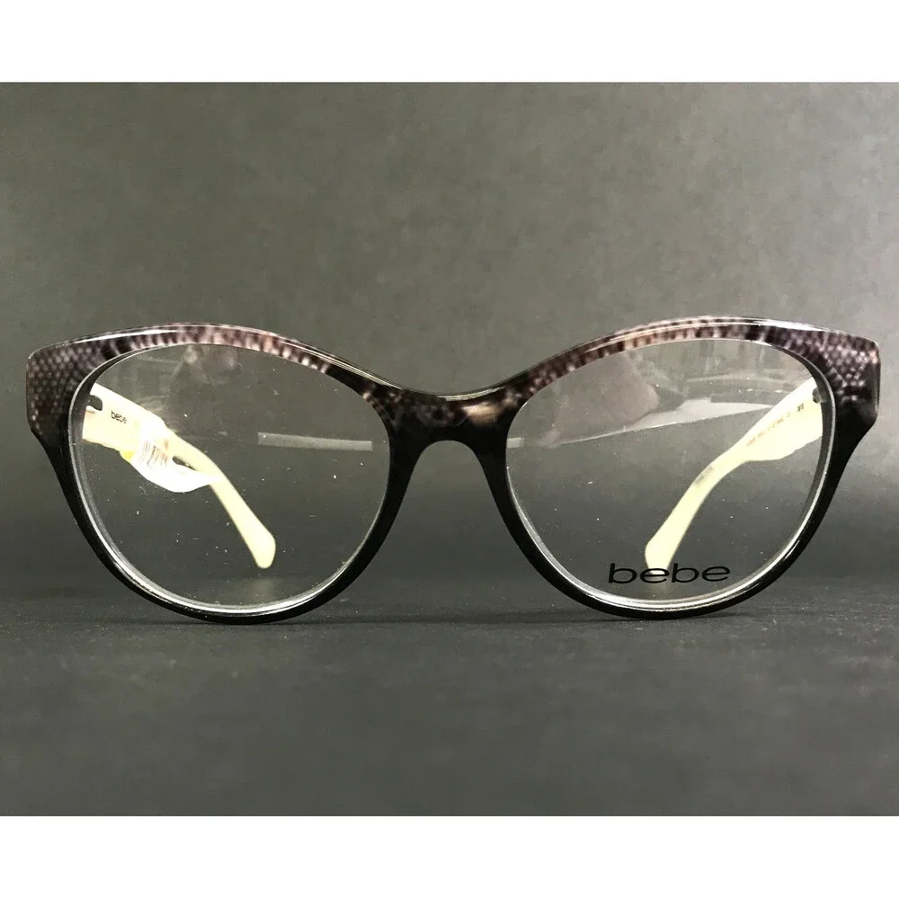 Bebe Eyeglasses Frames NOTICE ME BB5100 001 JET SNAKE Cat Eye Full Rim 51-16-135
